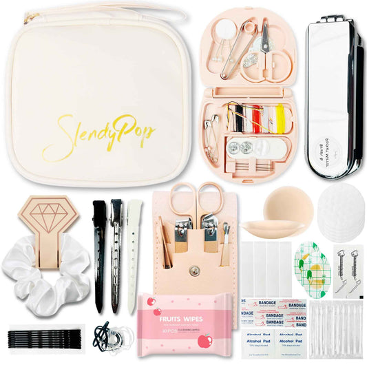Women's Emergency Kit for Weddings 29 Essential Items for Brides Daily Use All in One Travel Kit Personal Care Survival Set for Team Bride (Queen Beige)