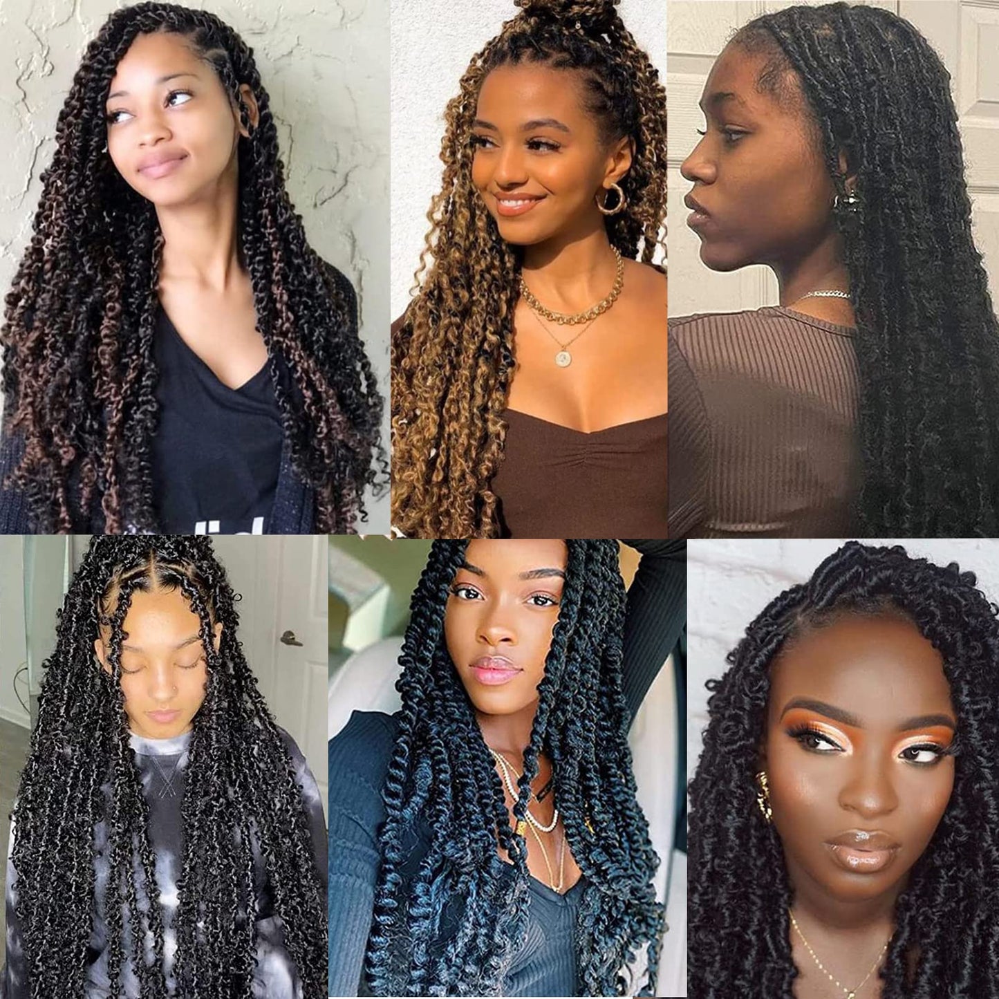 Viovian 8 Packs Springy Afro Twist Hair 16 inch Afro Spring Twist Hair Synthetic Kinky Marley Twist Braiding Hair Natural Black Wrapping Hair for Soft Locs (1b#)