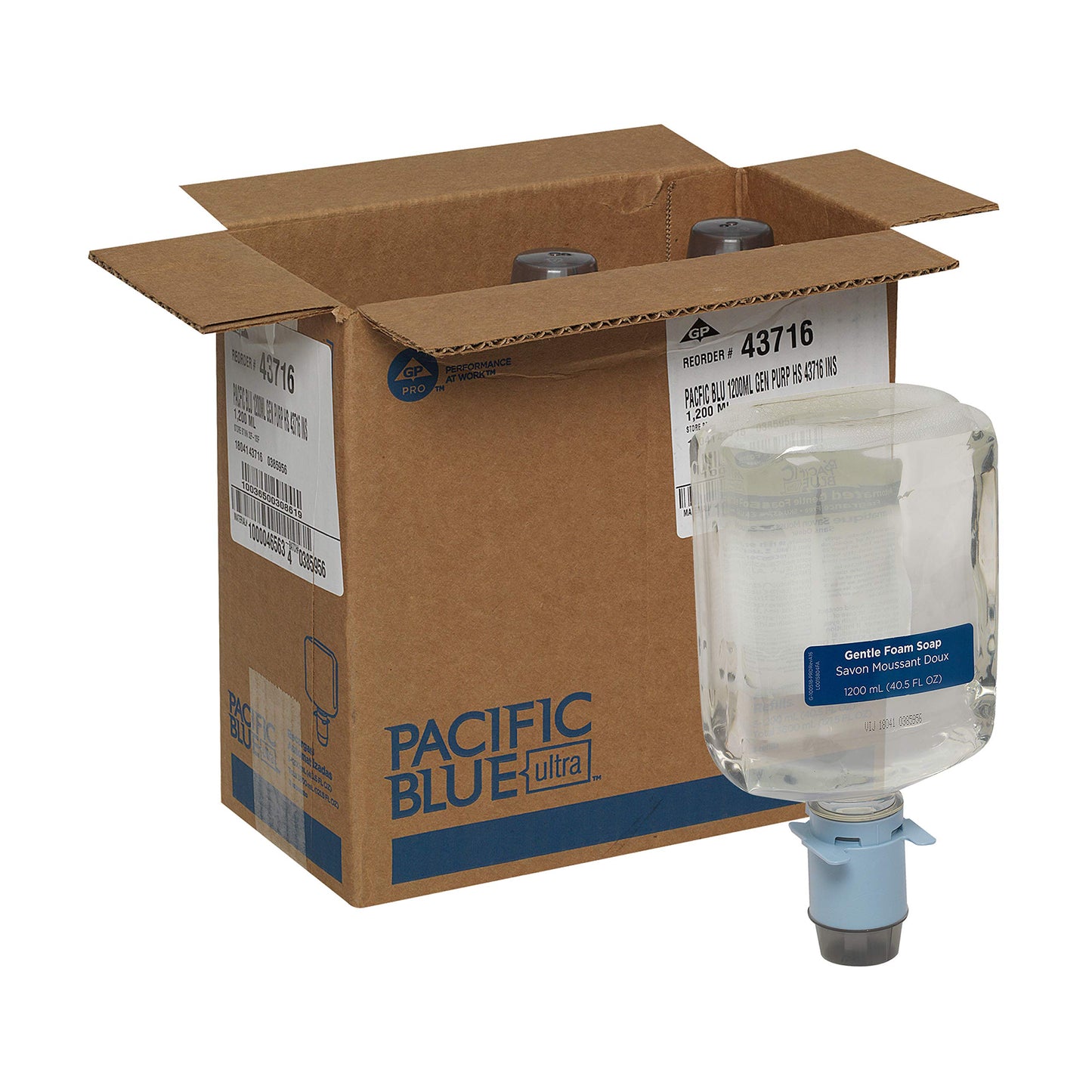 Pacific Blue Ultra Gentle Foam Hand Soap Refill (43716), Compatible Only With Pacific Blue Ultra Automated Touchless Dispenser, Dye and Fragrance Free, 40.5 FL OZ Per Refill, 3 Refills Per Case