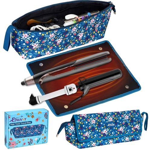 EZ4UVOY Hair Tools Travel Bag with Removable Heat Resistant Mat, Travel Hair Bags Organizer for Hot Tools, Portable Travel Carrying Case for Flat Irons, Straighteners, Curling Iron