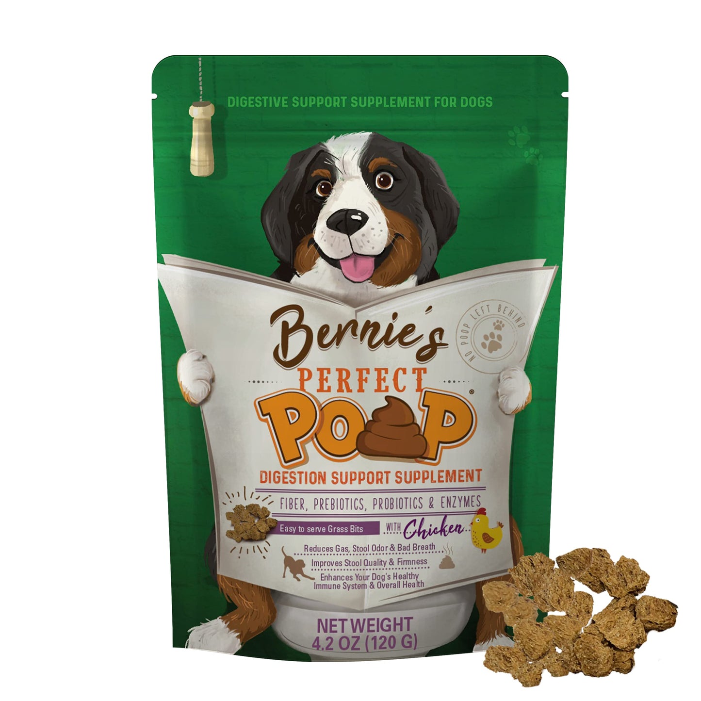 Perfect Poop Digestion & General Health Supplement for Dogs: Fiber, Prebiotics, Probiotics & Enzymes Relieves Digestive Conditions, Optimizes Stool, and Improves Health (Chicken, 4.2)