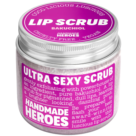 Handmade Heroes Bakuchiol Lip Scrub 1 fl oz | Deep Conditioning Lip Plumper Helps Reduce Fine Lines and Wrinkles Appearance | 100% Cruelty Free Vegan | Lip Care for Luscious Lips