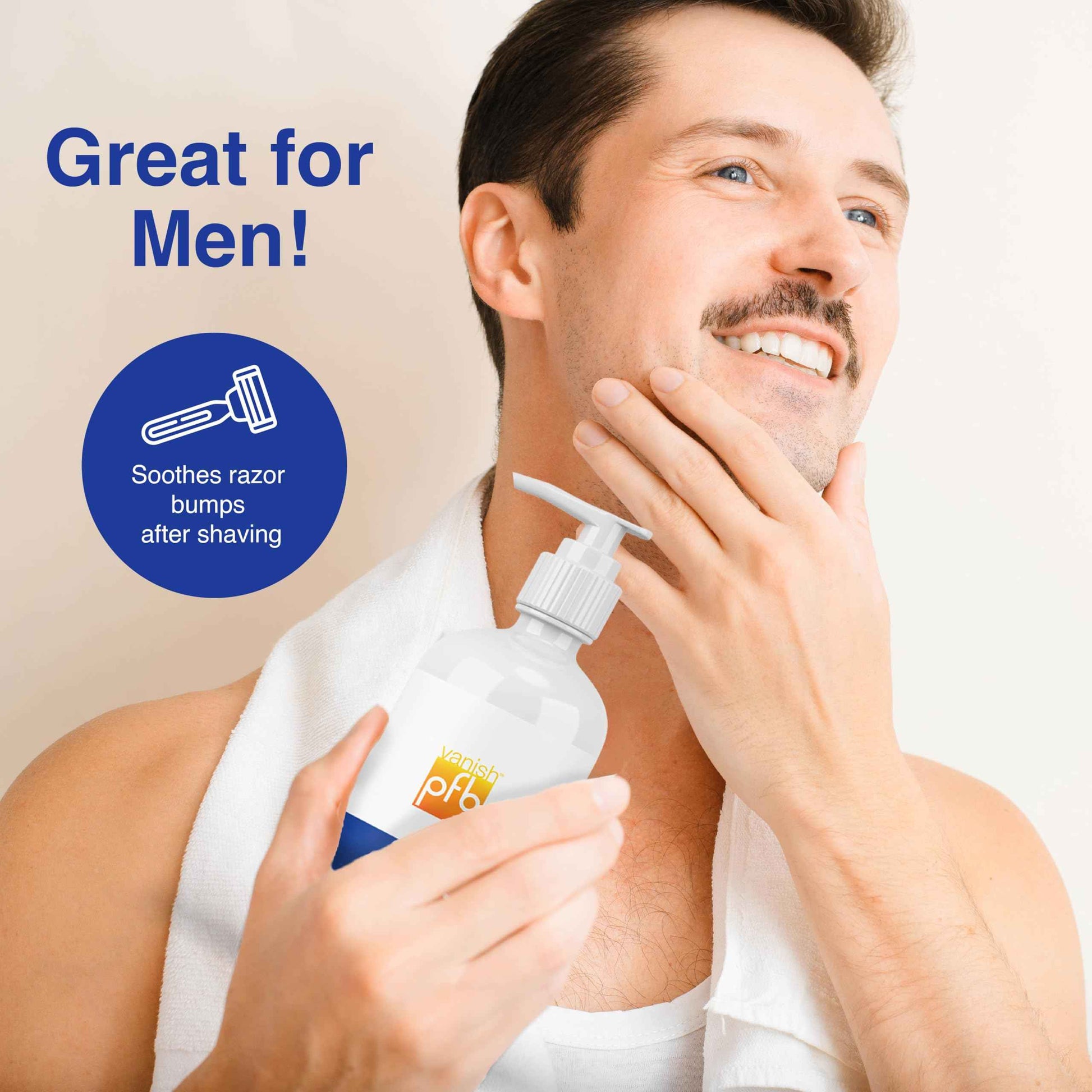 PFB Vanish Ingrown Hair Treatment 8oz. - NEW LARGE SIZE - Razor Bump Treatment for Men and Women. Ingrown Hair Remover-Ingrown Hair Serum. Razor Burn and Ingrown Hair Treatment 8oz