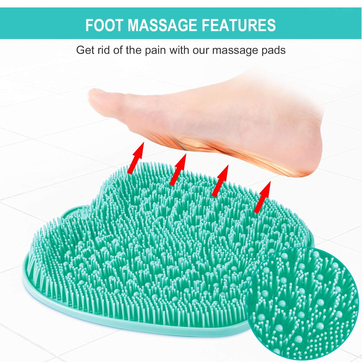 BESKAR XL Large Foot Scrubber Mat for Use in Shower - Shower Foot Cleaner to Eliminate Calluses Dead Skin, Foot Massager Mat for Men & Women to Soothe Achy Feet, Non Slip Suction Cups