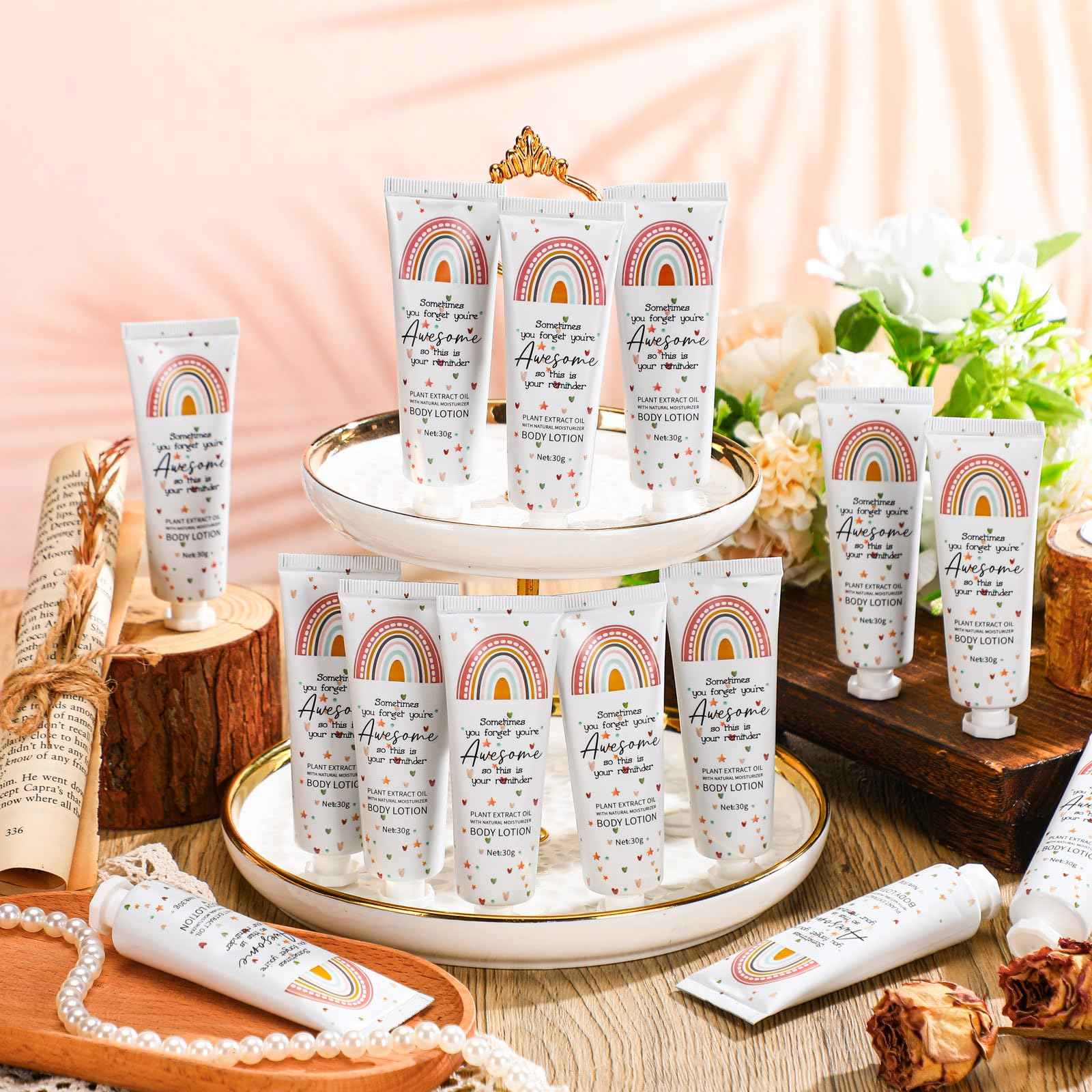 Yaryang 48 Pcs Christmas Mini Body Lotion Gifts Bulk for Dry Skin Travel Size Rainbow Body Cream Christmas Appreciation Gifts Moisturizing Lotion Xmas Stocking Stuffers for Women Ladies Nurse