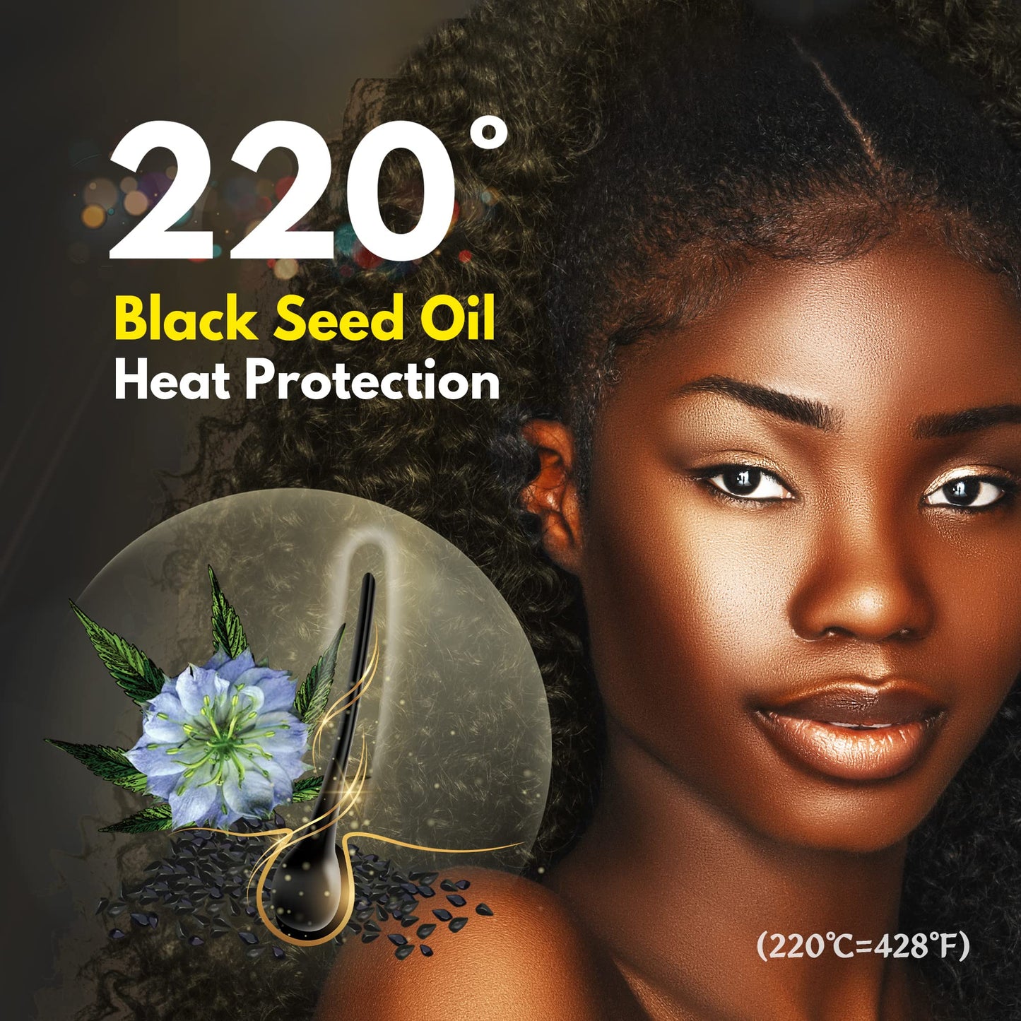 BEAUT'E SEOUL Heat Protectant with Black Seed Oil, Argan & Jamaican Black Castor Oil - Fortifying for Curly Hair, 10oz