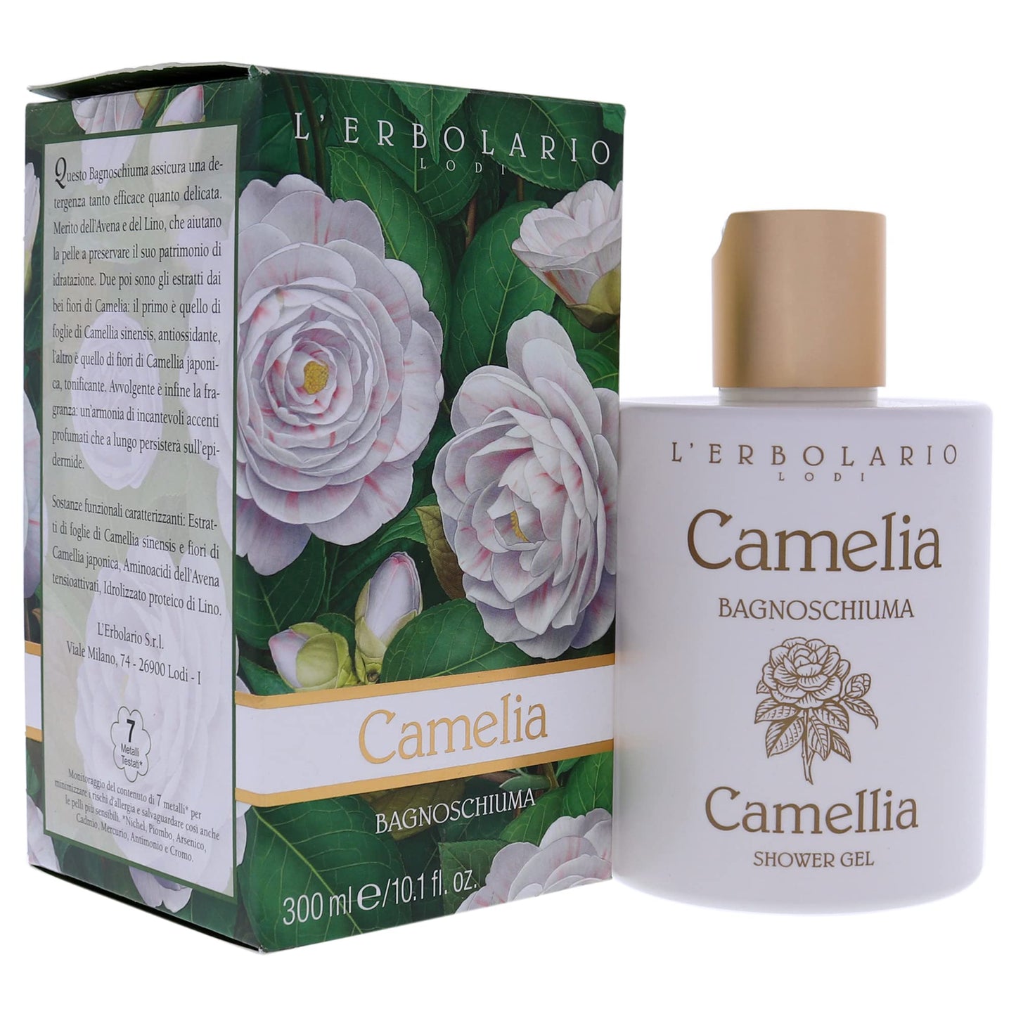 L'Erbolario Camellia Shower Gel - Effective And Gentle Cleansing Action - Helps Skin Maintain Its Natural Moisture - Harmony Of Long Lasting Perfumed Accents - Silicone And Paraben Free - 10.1 Oz