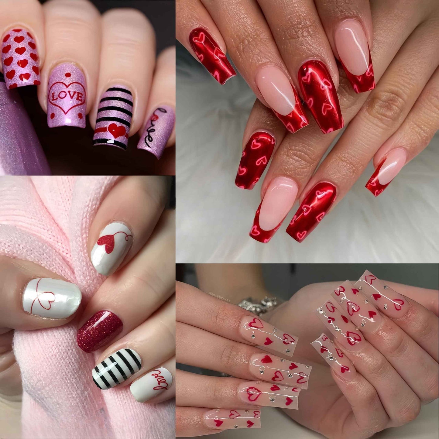 8Pcs Valentines Nail Art Stickers Decals Red Heart Nail Sticker Valentines Nail Decals 3D Self-Adhesive Laser Red Love Heart Nail Design Nail Supplies Nail Decoration for Women Girls DIY Manicure