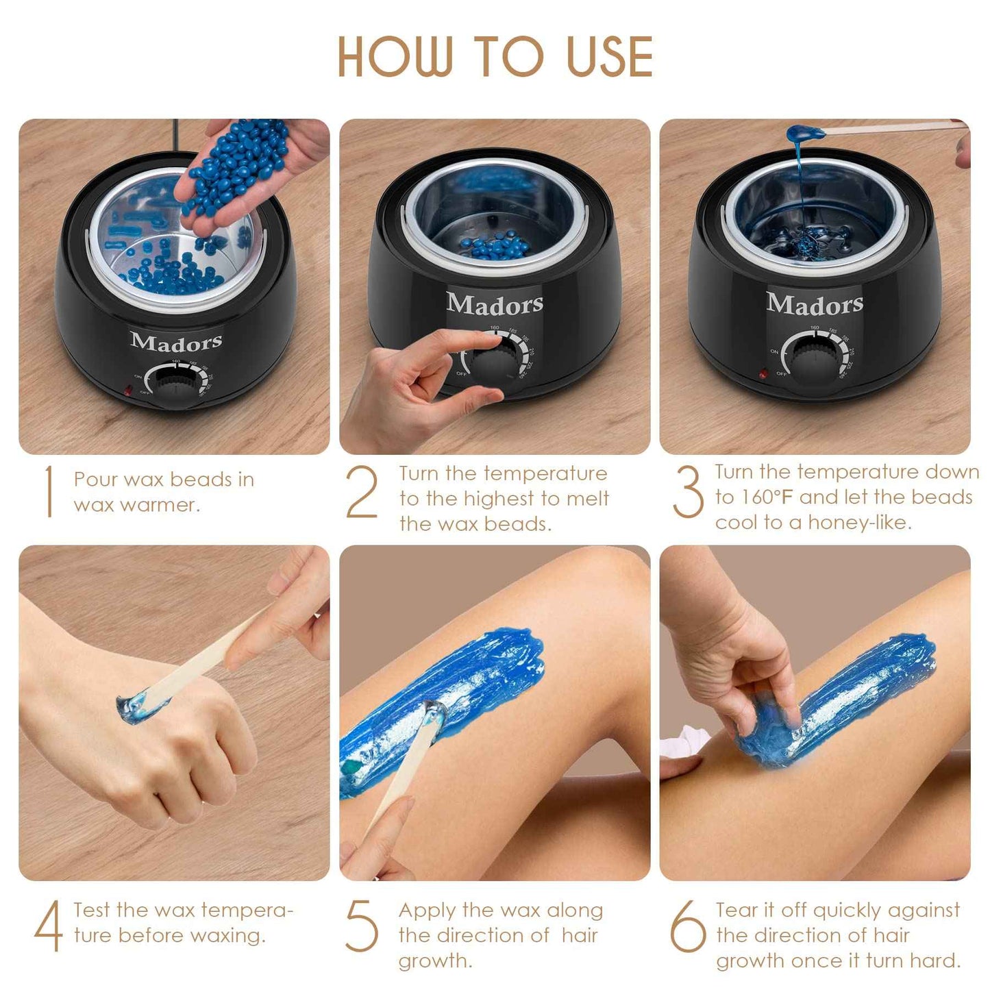 Waxing Kit for Women Madors Wax Warmer Hair Removal Kit with Intelligent Temperature Control Wax Machine and Hard Wax Beads
