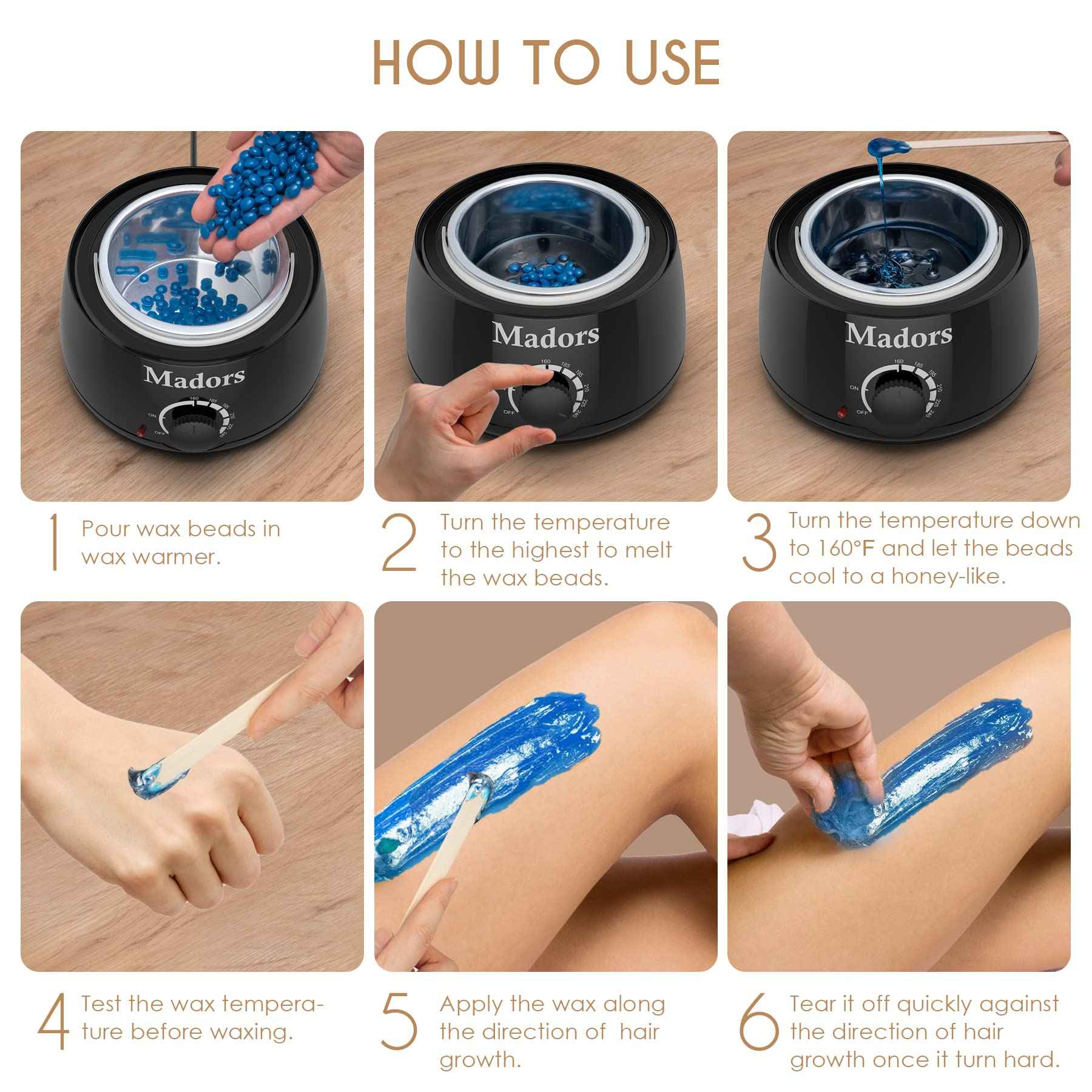 Waxing Kit for Women Madors Wax Warmer Hair Removal Kit with Intelligent Temperature Control Wax Machine and Hard Wax Beads