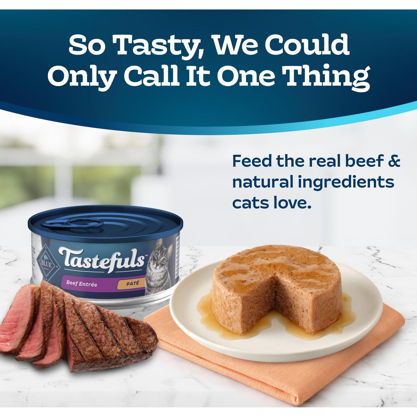 Blue Buffalo Tastefuls Wet Cat Food Paté, Made with Natural Ingredients | Beef Entrée, 5.5-oz. Cans (24 Count)