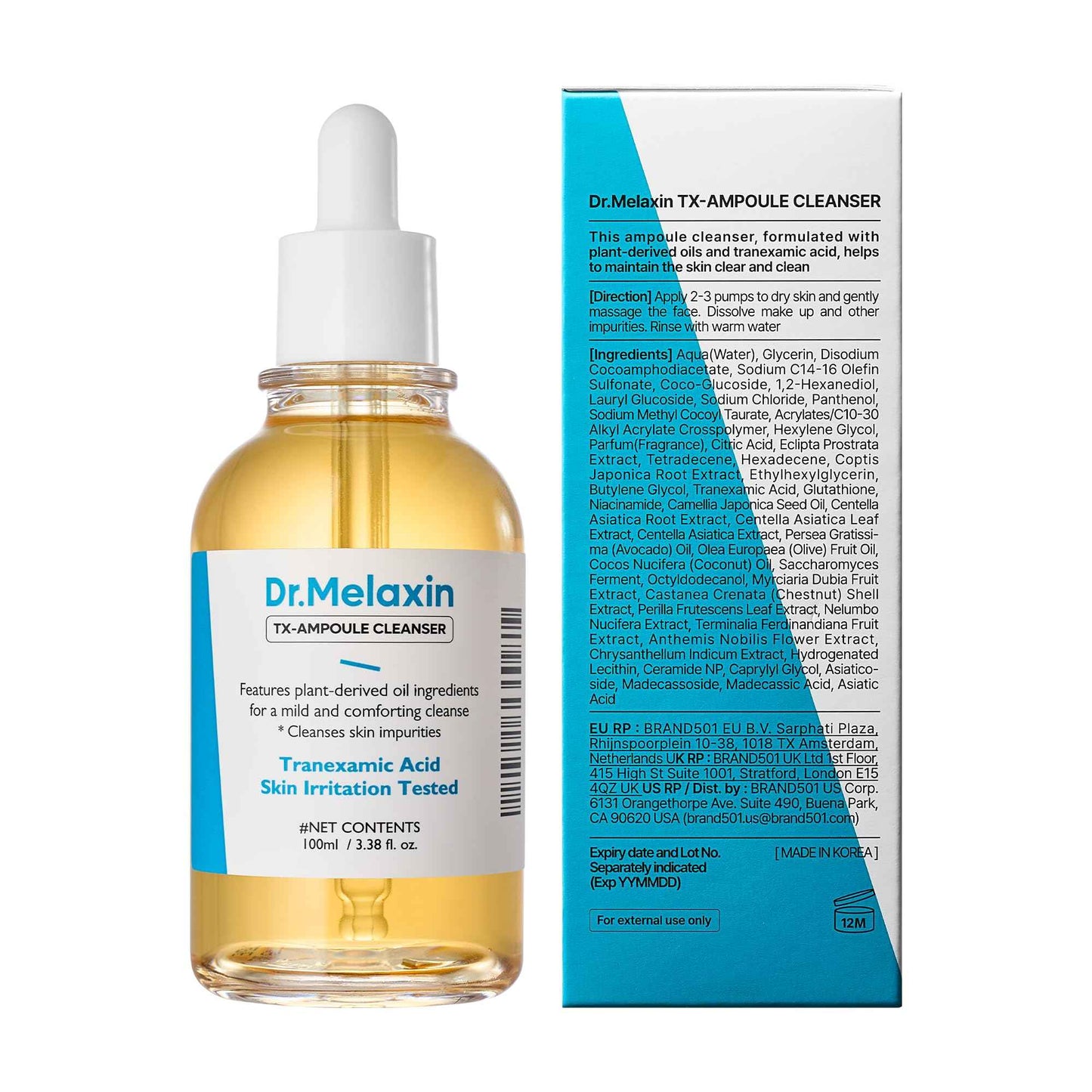 Dr.Melaxin TX Tranexamic Acid Ampoule Cleanser 100ml / 5.07fl oz, Moisturizing, Cleansing for Sensitive Skin