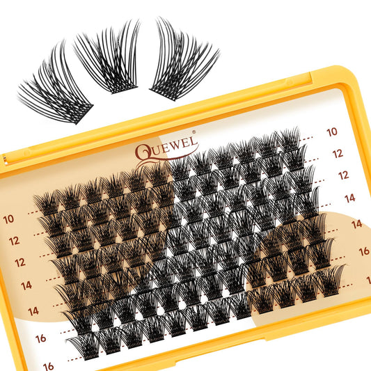 QUEWEL Lash Clusters MIX 10-16mm Cluster Lashes Eyelash Clusters Soft and Lightweight Barely Feel Lash Cluster Presence Suitable for Complete Beginners' DIY Lash Extensions at Home. (MIX 10-16-FDB-03)