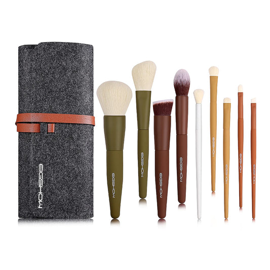 Makeup Brushes, EIGSHOW 5 Colors Essential Kabuki Makeup Brush Set with Ultra-soft Synthetic Fibers for Powder Blush Concealers Contouring Highlighting (Warm Colors)