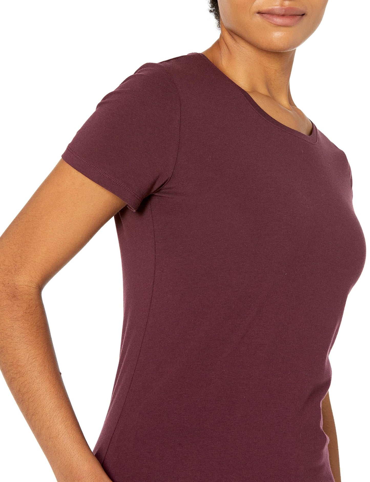 Amazon Essentials Women's Classic-Fit Short-Sleeve Crewneck T-Shirt, Pack of 2, Burgundy/Navy, X-Small