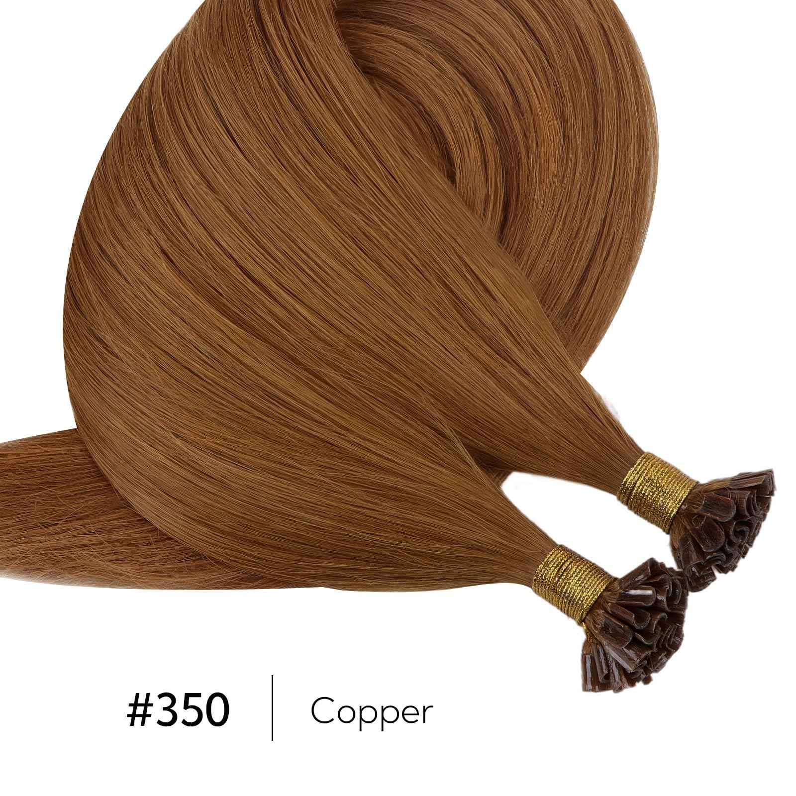 HOTBANANA U Tip Hair Extensions, 16 Inch 50g 50s Copper Pre Bonded Hot Fusion Keratin UTip Hair Extensions