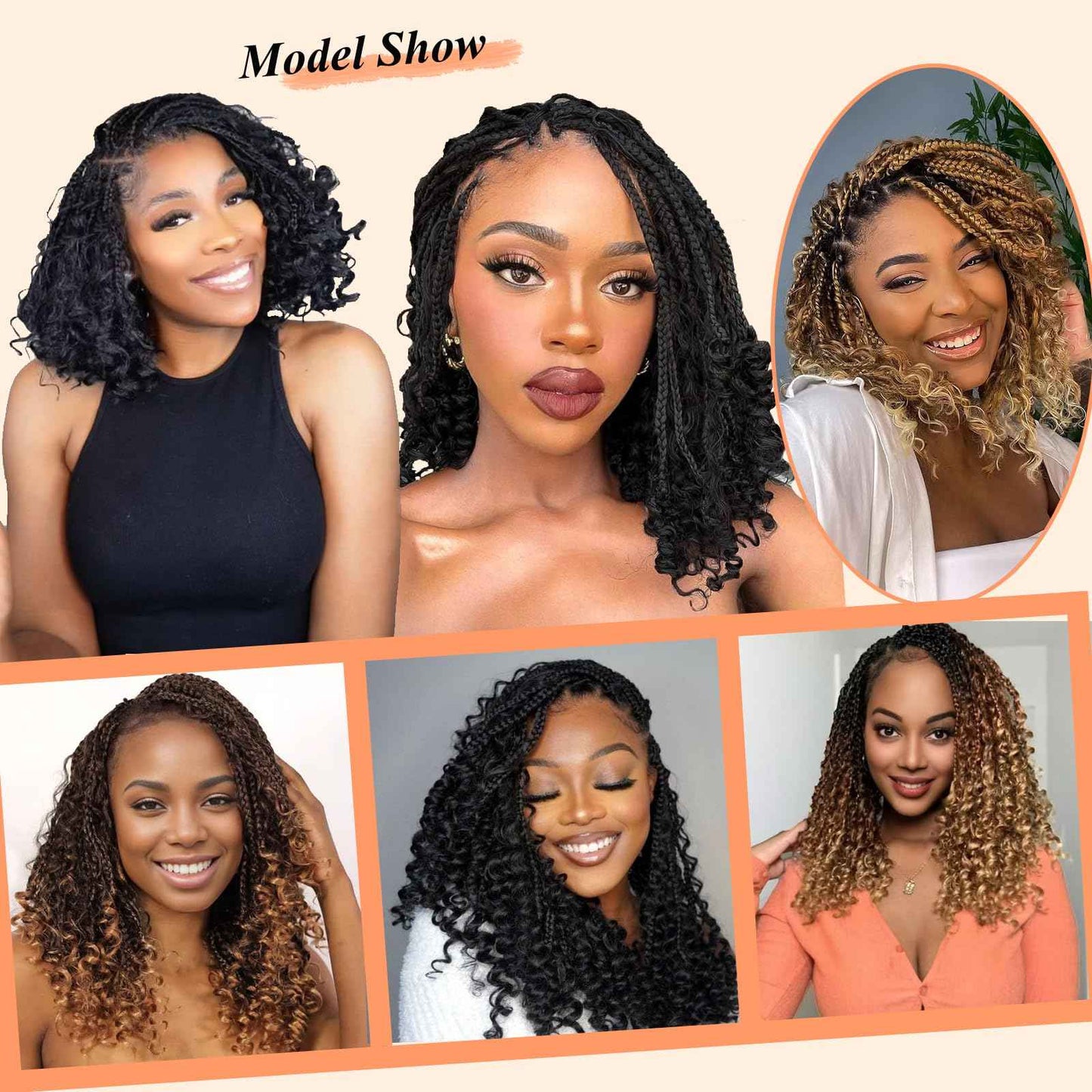 9 Packs Goddess Box Braids Crochet Hair 10 Inch Pre Looped Boho Crochet Braids With Curly Ends Synthetic Boho Box Braid Crochet Hair For Women (10 Inch, 1B/4/30)