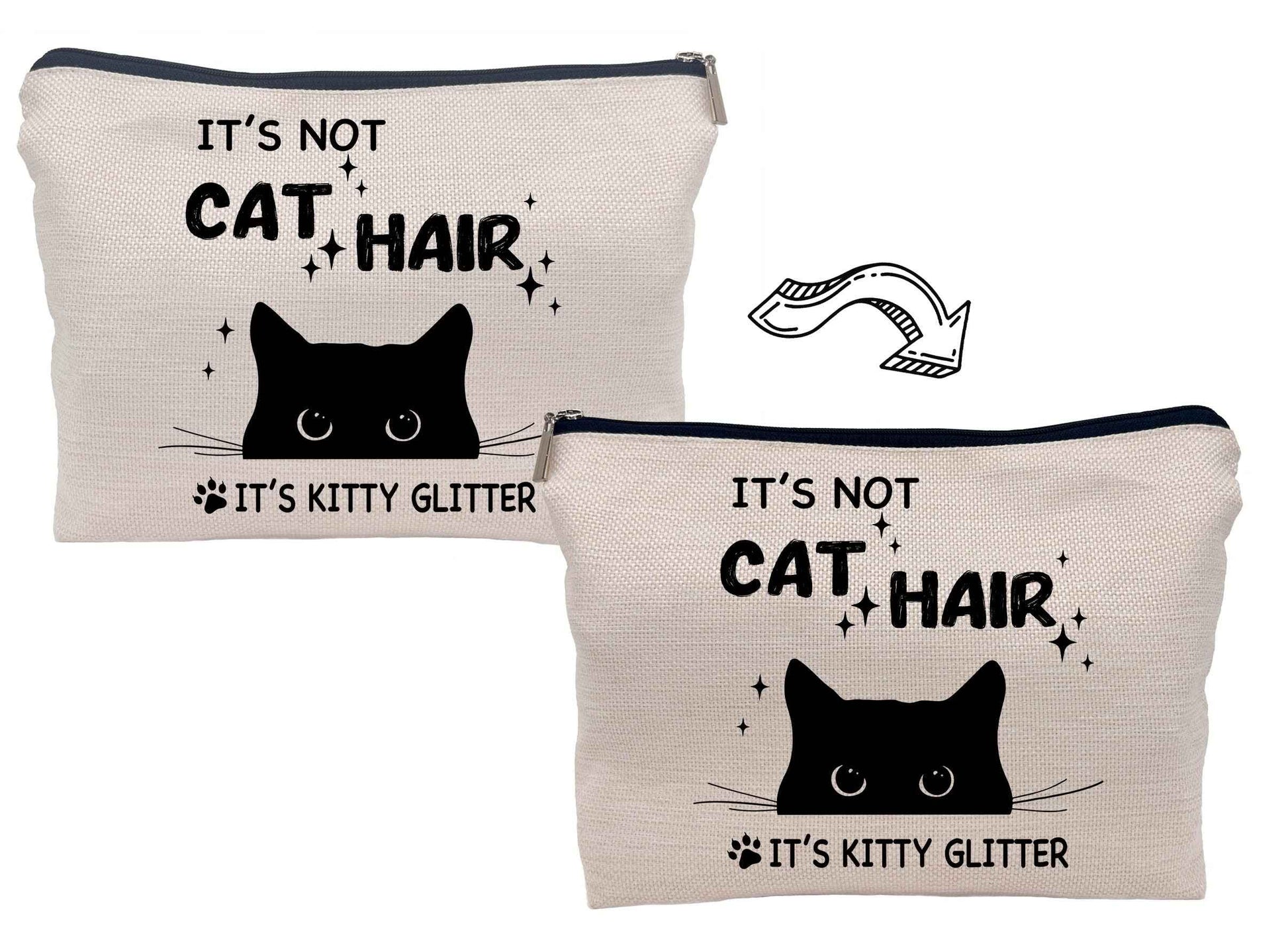 Lacosu It's Not Cat Hair It's Kitty Glitter Funny Black Cat Makeup Bag Make up Cosmetic Bag Small Zipper Pouch,Birthday Gifts for Cat Lovers Women Sister Daughter