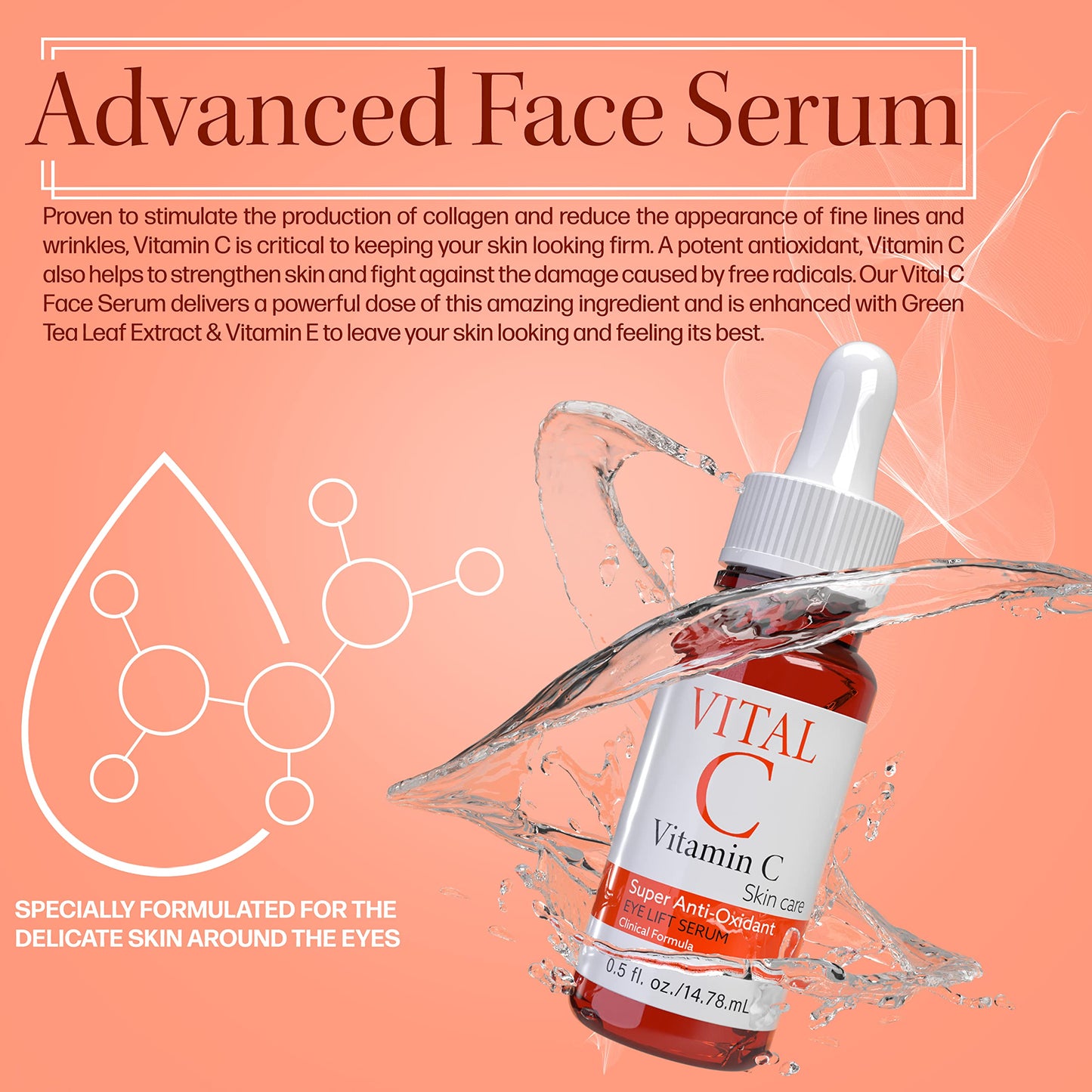 Vital C Vitamin C Serum for Eyes, 0.5 ounces | Anti Aging & Anti Wrinkle | Light Moisturizer | Skin Firming | Boosts Collagen | Anti Oxidant Rich