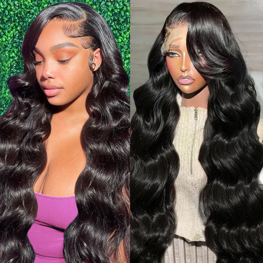 NAJOAI 26 Inch Body Wave Lace Front Wigs Human Hair Pre Plucked 180% Density HD 13x4 Frontal Wigs Glueless Wigs Human Hair Lace Front Wig for Black Women with Baby Hair Natural Black