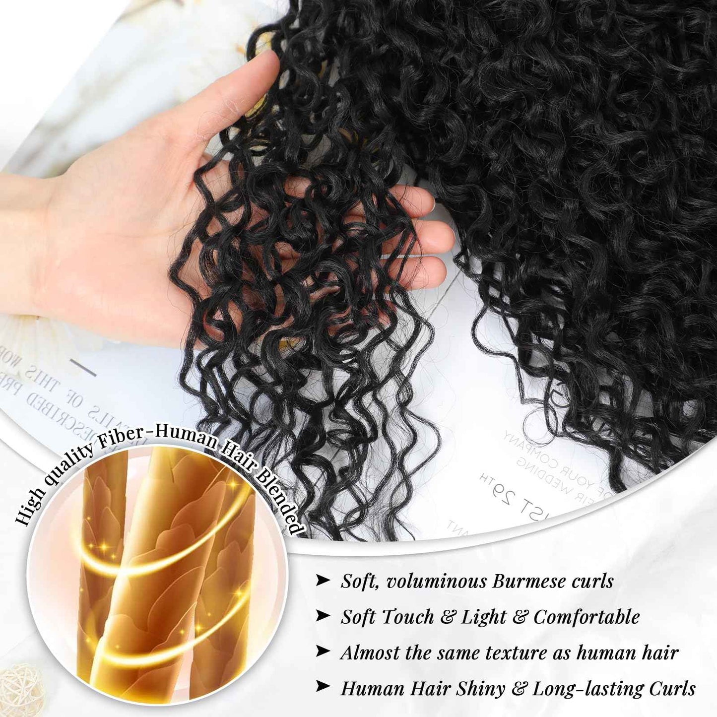 V Part Burmese Curly Wig for Black Women, Glueless Protein Silk Synthetic Curl Upgraded U Part Wigs Soft Natural Human Hair Feel, Lightweight Beginner Friendly Upart, Daily Wear/Time-Saving Vpart