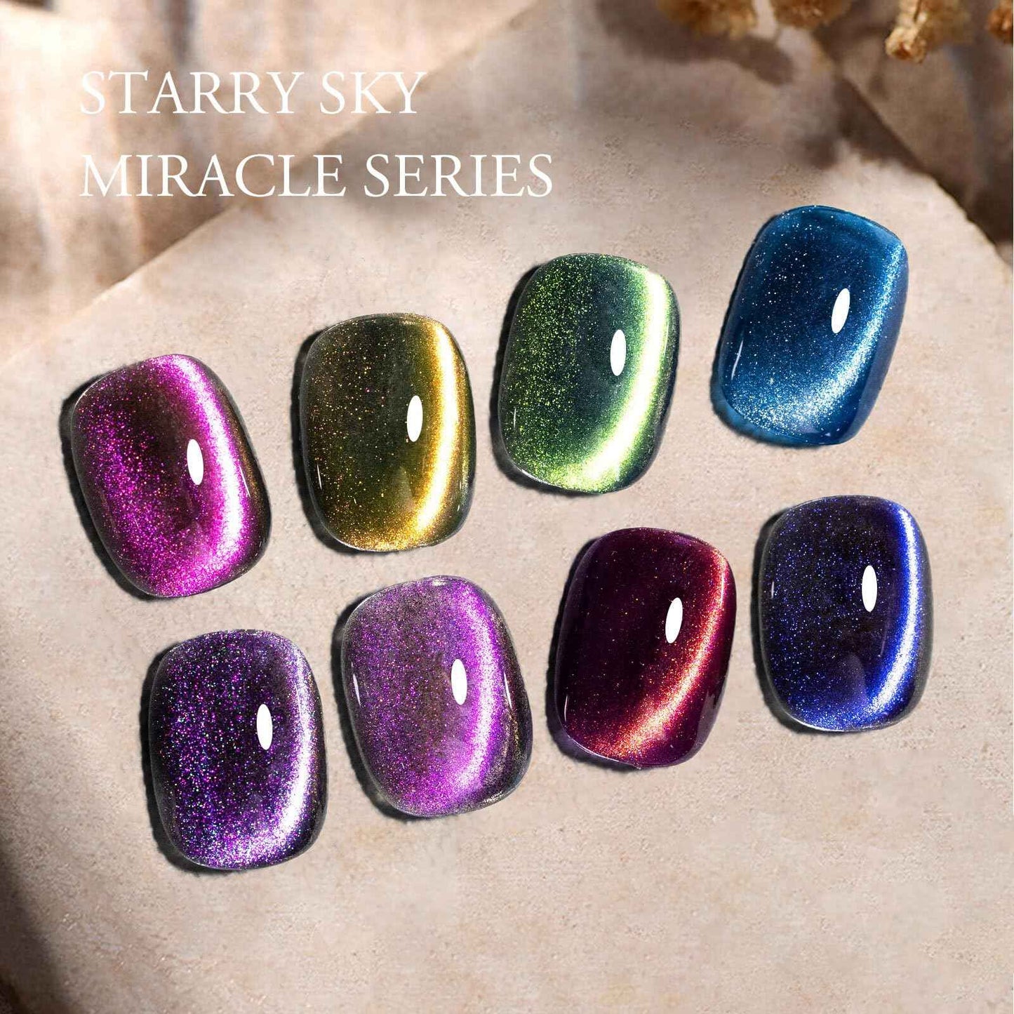 CANNI 8 Pcs 9 ML Cat Eye Gel Nail Polish Set, Red Purple Pink Blue Green Glitter Rainbow Holographic Cat Eye Gel Polish Kit with Magnet Colors Nail Art Manicure Salon DIY Gifts