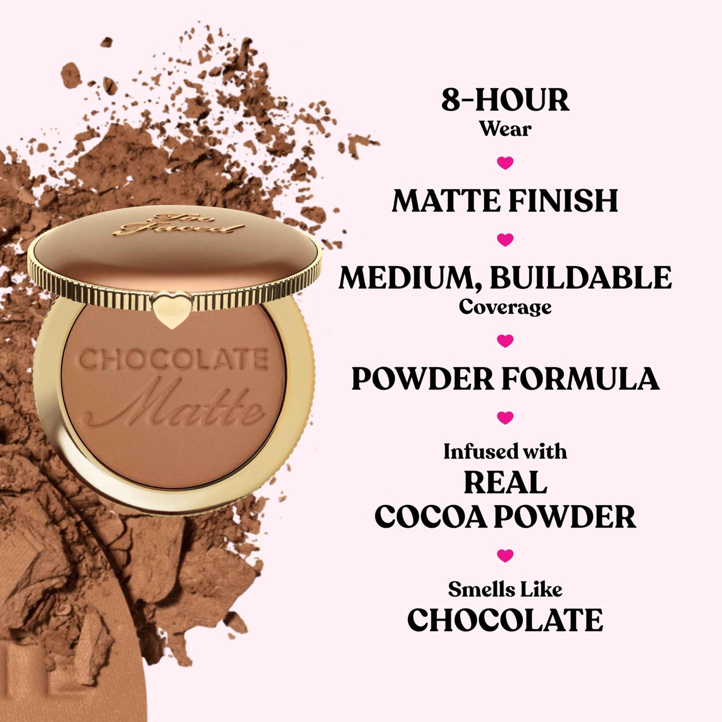 Too Faced Chocolate Soleil Matte Bronzer | Long Lasting + Cruelty Free with a Matte Finish, 0.28 Ounce, Chocolate Soleil