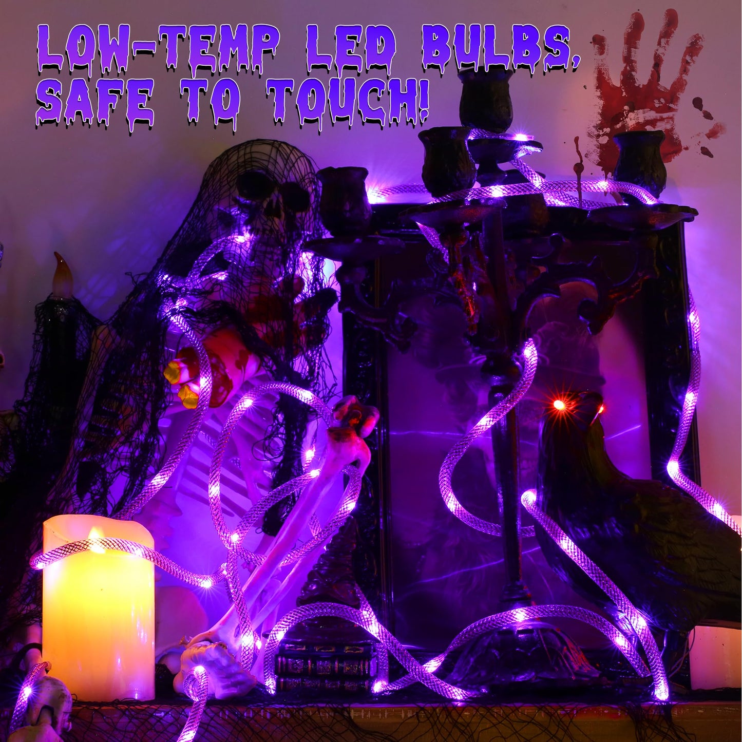 Brizled Battery Halloween Lights, 9ft 36 LED Purple Halloween Rope Lights with Timer, Halloween String Lights Indoor Outdoor Purple Tube Lights for Room Yard Patio Fence Party Tree Halloween Spooky