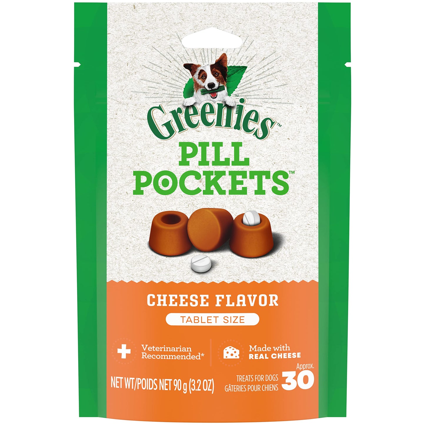 Greenies Pill Pockets for Dogs Tablet Size Natural Soft Dog Treats, Cheese Flavor, 3.2 oz. (Pack of 6)