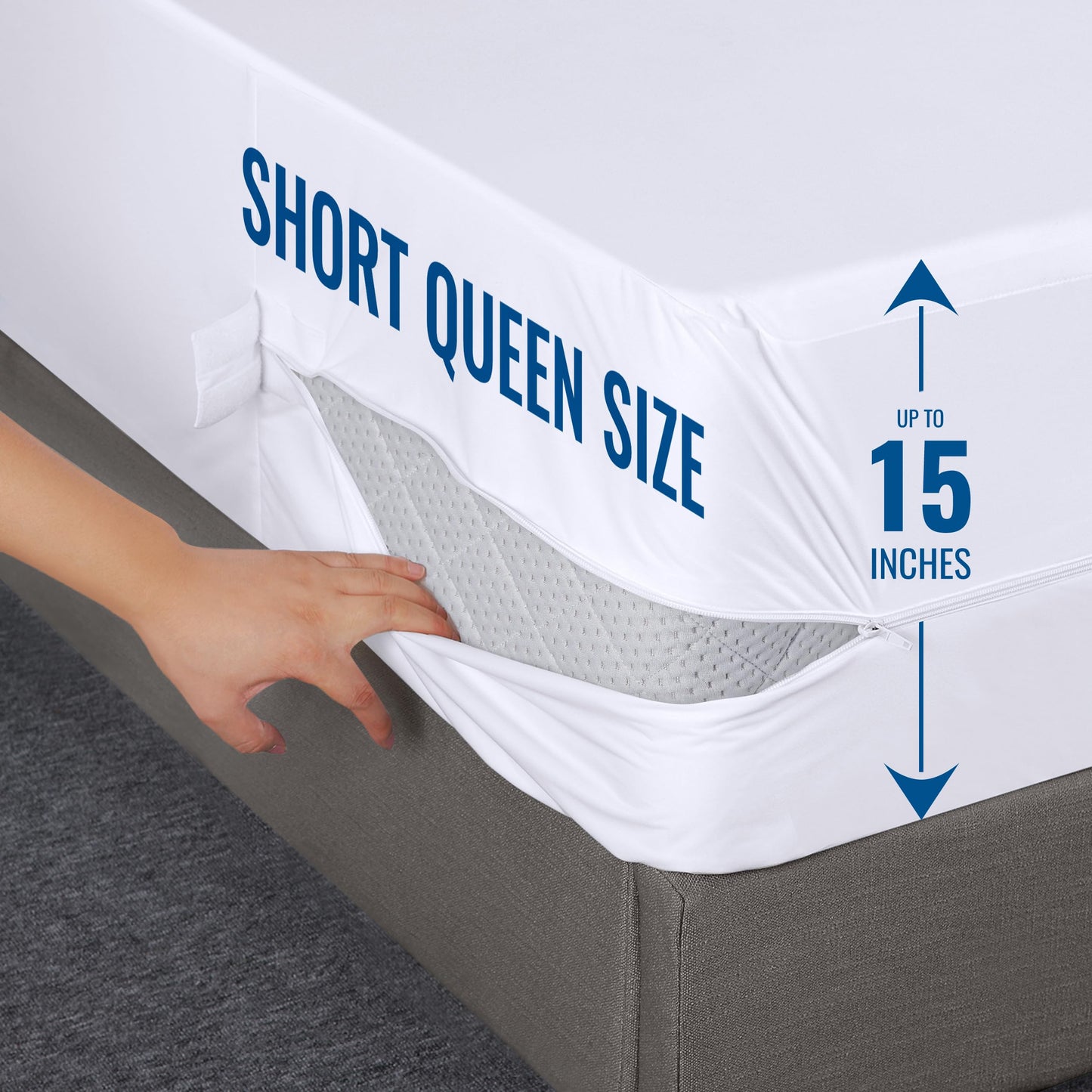 Utopia Bedding Zippered Mattress Encasement Short Queen - 100% Waterproof and Bed Bug Proof Mattress Protector - Absorbent, Six-Sided Mattress Cover