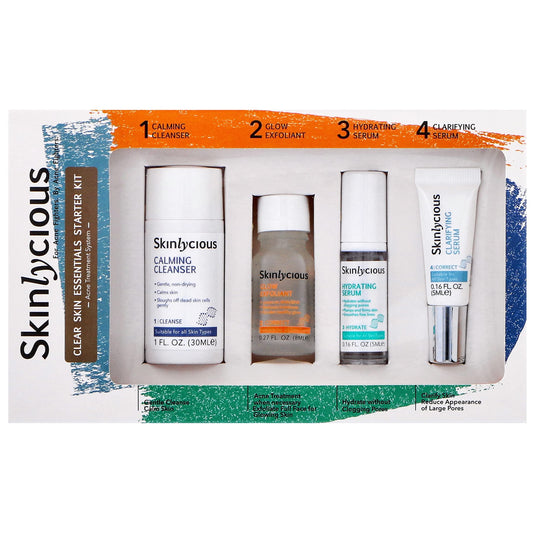 Skinlycious Clear Skin Essentials Starter Kit - Acne Treatment Kit to Get Rid of Your Acne FAST! Skin Clearing Skin Care for Sensitive Skin, Teens, Adult Women and Men (Essential Starter Kit)