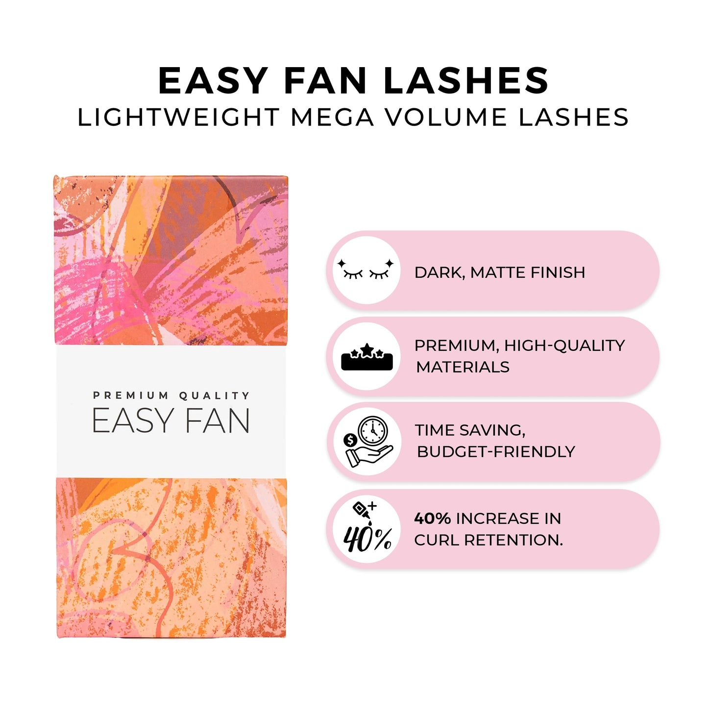 LLBA Easy Fan Eyelash Extensions | 0.03~0.07mm Thickness | C CC D Curl | 9mm-16mm Mixed & Single Length | Super Matte Black Volume Self Fanning Lash Extensions, Professional Supplies for Lash Techs