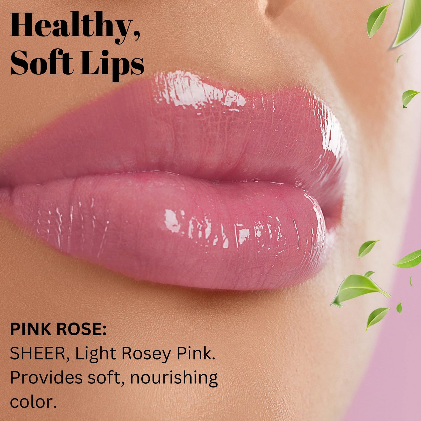 Fifth & Skin BOTANICAL LIP GLOSS (PINK ROSE) Natural - 90% Organic - Gluten Free - Cruelty Free - Velvety Feel - Moisturizing Vitamin Rich