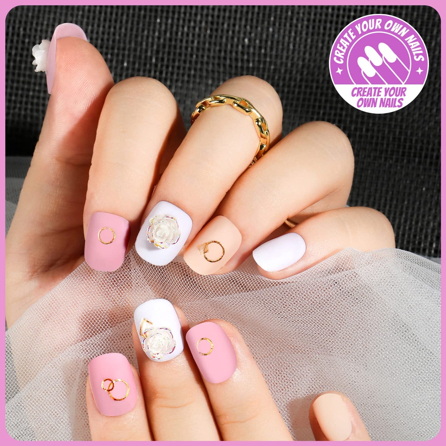 288pcs Short Press On Nails, Teenitor Matte Acrylic False Nails With Glue, 12 Color Glue On Nails For Small Hands