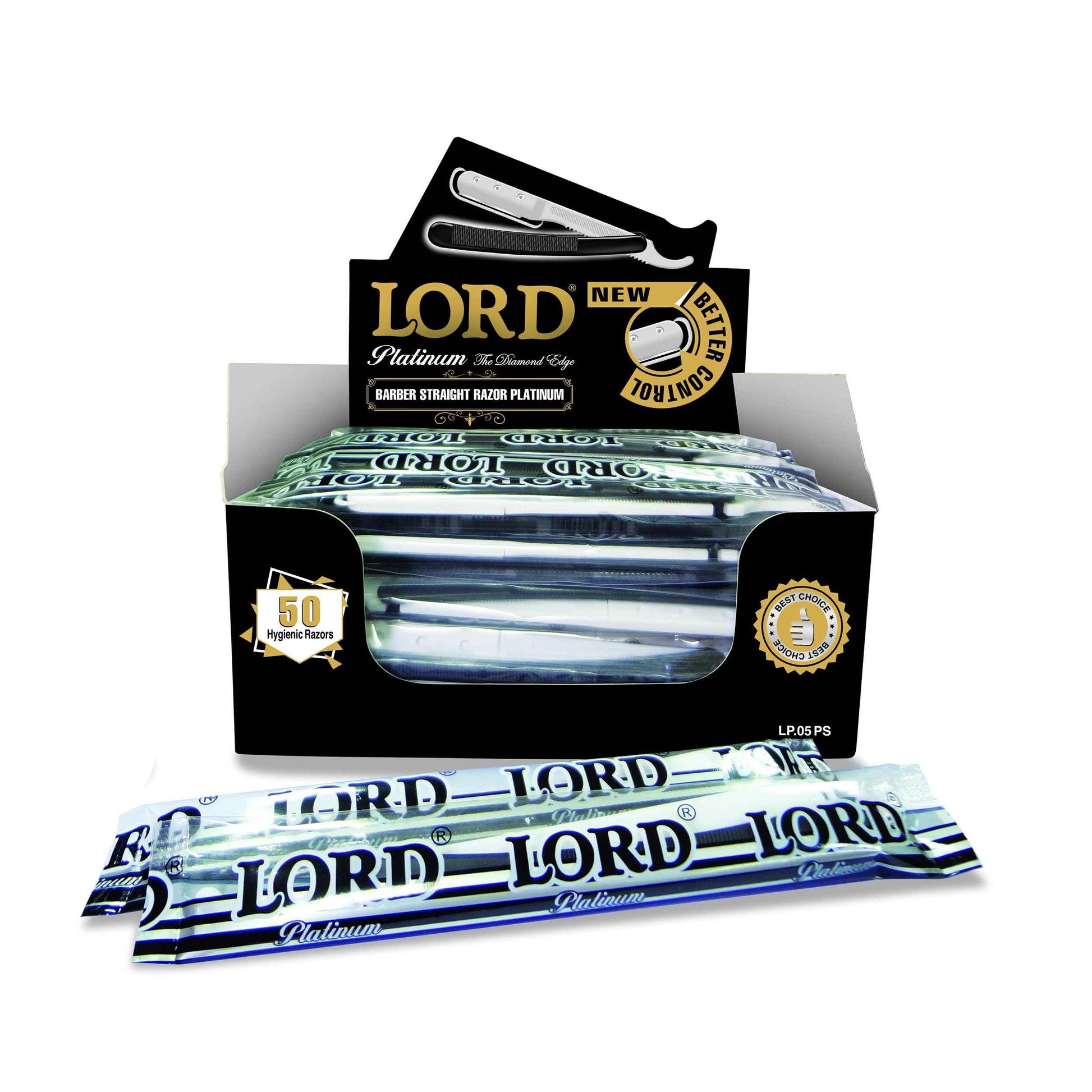 Lord Platinum Straight Disposable Razors – Pack of 50, Single-Blade Razors for Precise Shaving