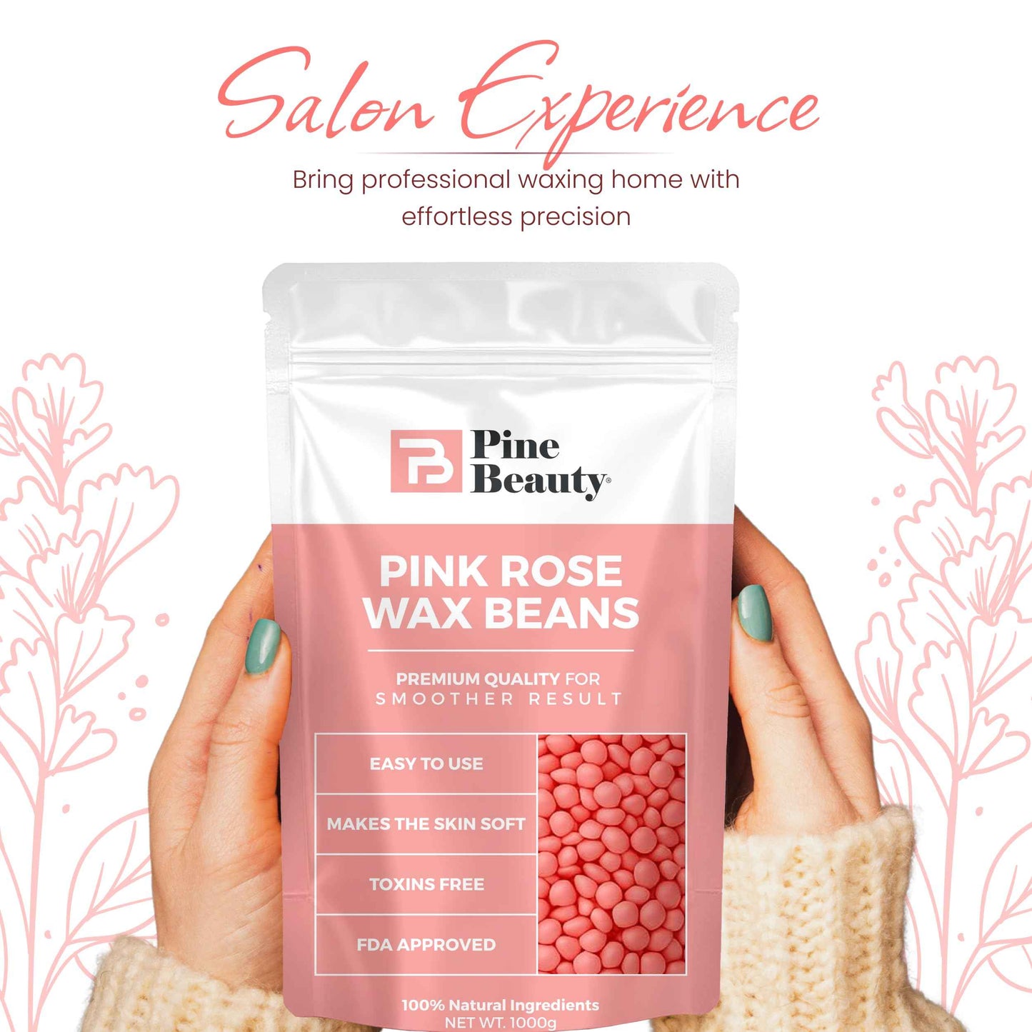 Hard Wax Beads for Hair Removal 2.2lb - Big Bag Wax Beans Melts for Sensitive Skin, 10 Extra Brazilian Waxing Beads Spatula Applicator for Face, Bikini Area, Body, Legs, Armpit & Eyebrow of Women