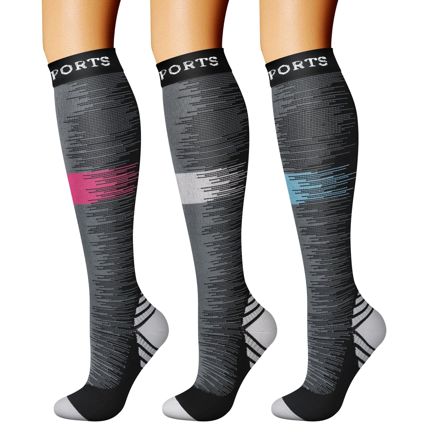 CHARMKING Compression Socks for Women & Men Circulation (3 Pairs) 15-20 mmHg is Best Athletic for Running, Flight Travel, Support, Cycling, Pregnant - Boost Performance, Durability (S/M, Multi 24)