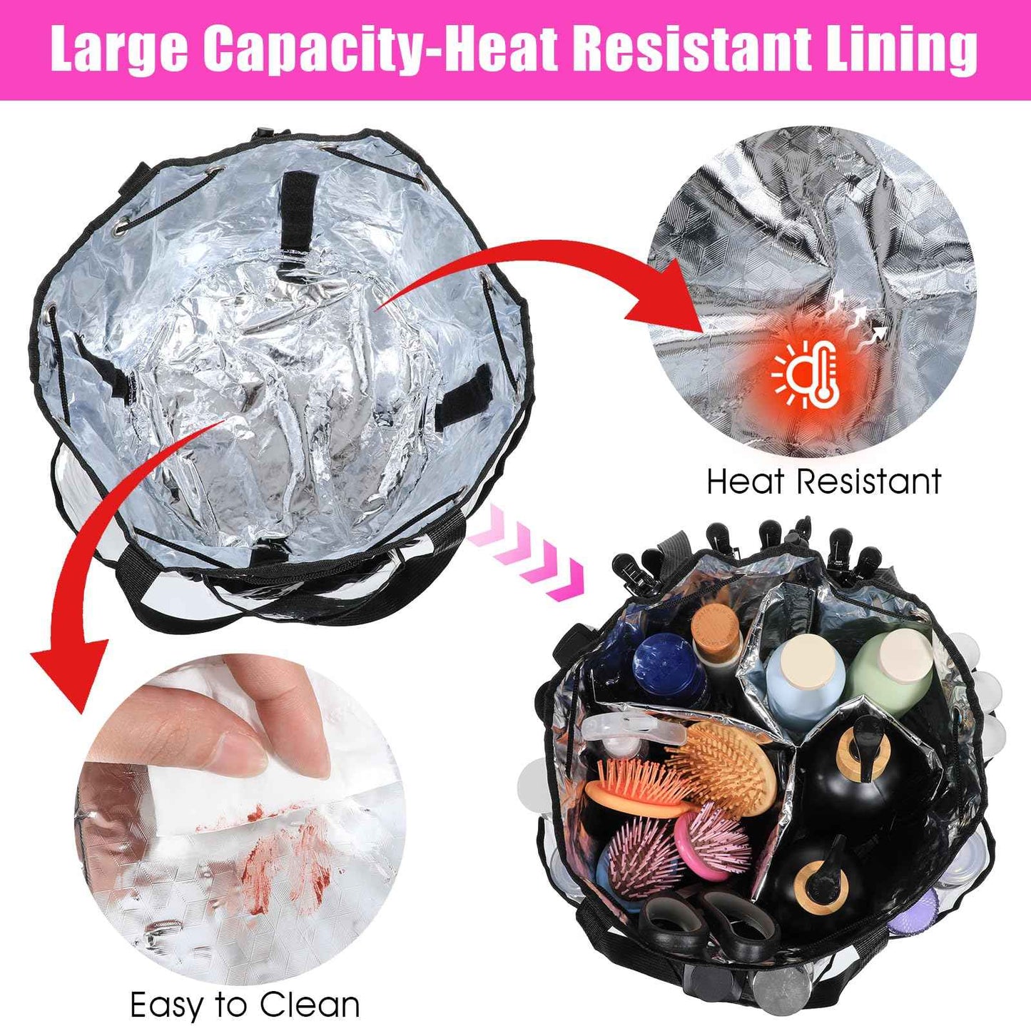 mekueeex Hairstylist Traveling Bag, Large Capacity Hairdresser Barber Bag, Heat Resistant Hair Tools Travel Bag, Professional Makeup Organizer Bag, Waterproof Shower Toiletry Bag