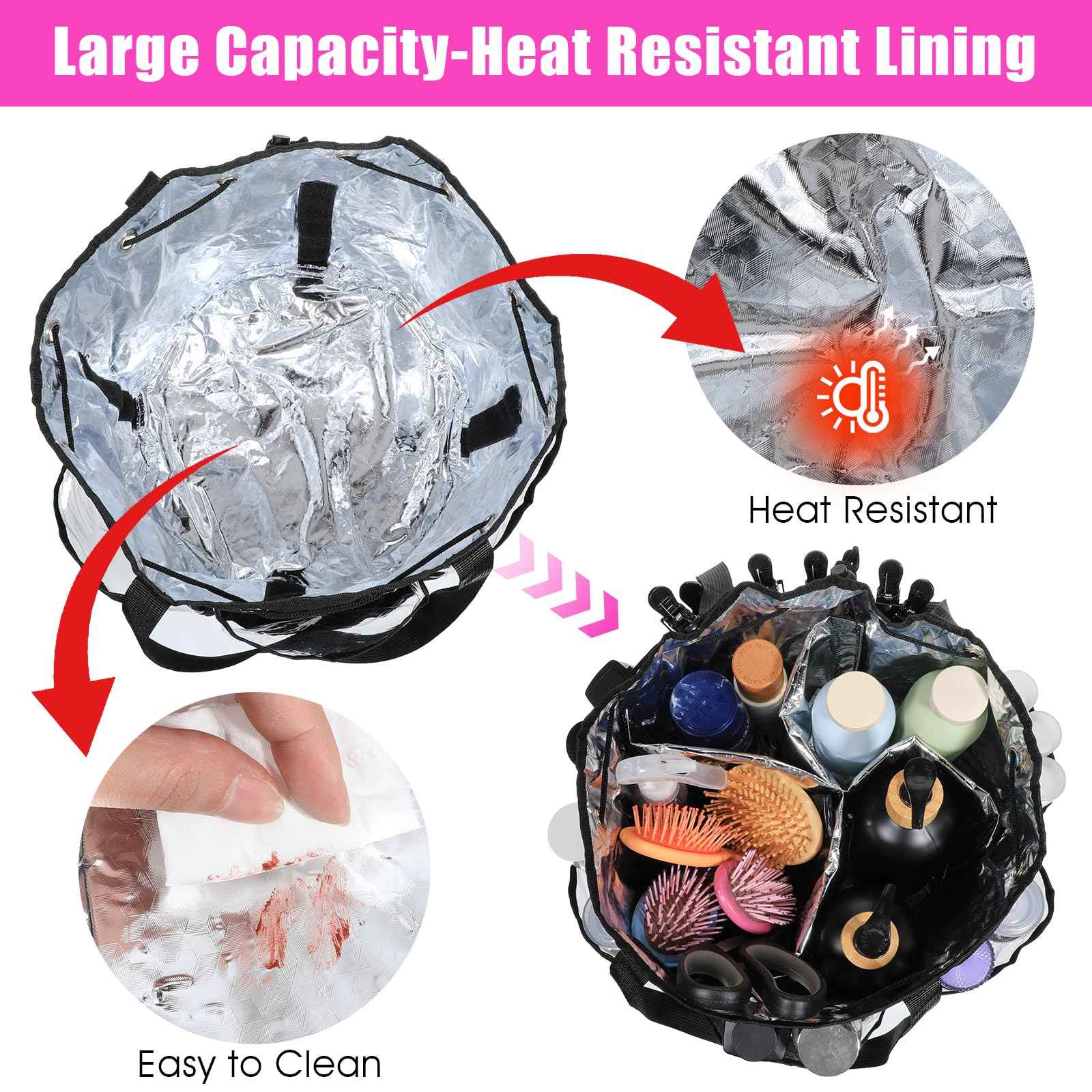mekueeex Hairstylist Traveling Bag, Large Capacity Hairdresser Barber Bag, Heat Resistant Hair Tools Travel Bag, Professional Makeup Organizer Bag, Waterproof Shower Toiletry Bag