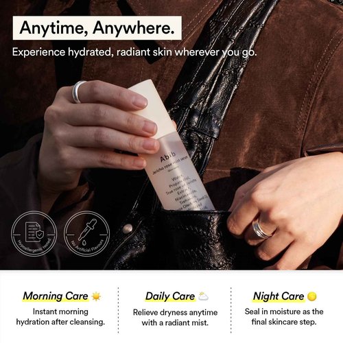 Abib Jericho Rose Mist Serum, Glow Spray 3.38 fl oz I Hydrating Essential Face Facial Body Mist Bottle, Radiance Booster, Fine Dual-Layer Oil & Serum, Vegan Skincare I 4 Types of Seed Oil