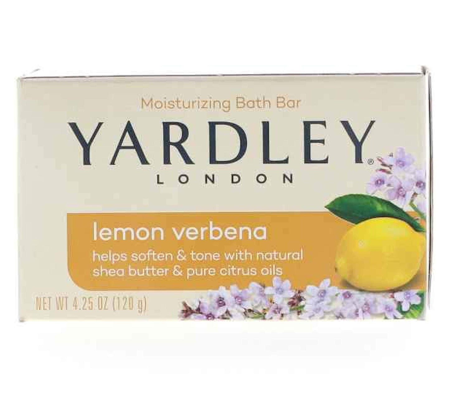 Yardley London Lemon Verbena with Shea Butter & Pure Citrus Oil Moisturizing Bar 4.25 ozr (Pack of 4)