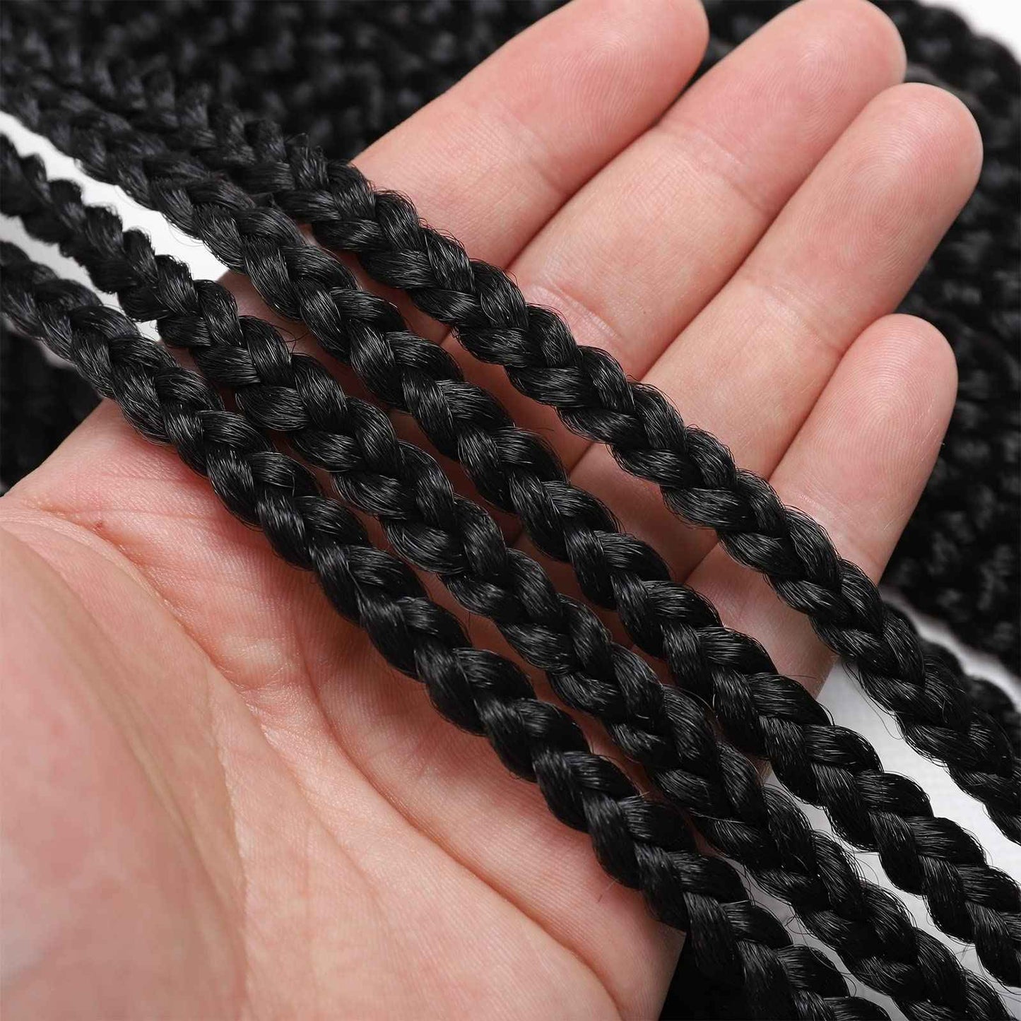 Crochet Box Braids Hair pre looped Goddess Box Braids Crochet Braiding Hair 7 Packs Crochet Box Braids 3x Box Braids Crochet Hair (24 inch, 1B)