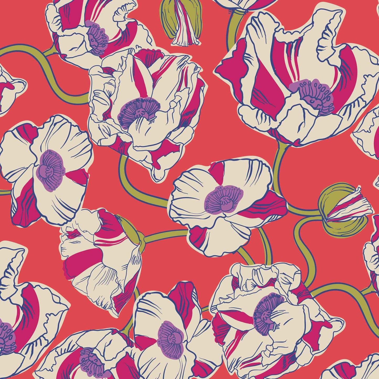 Vera Bradley Women's Featherweight Medium Pouch, Swirling Poppies, One Size