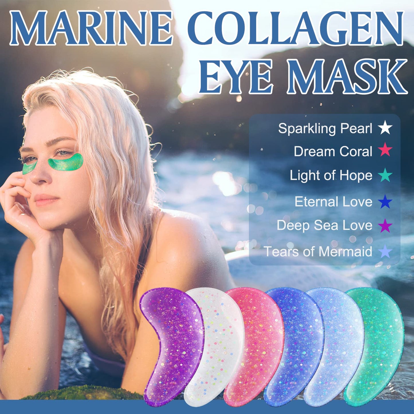 Under Eye Patches (18 Pairs) - Pearl Eye Mask with Natural Marine Collagen, Hyaluronic HA - Reduce Wrinkles, Puffy Eyes, Dark Circles, Eye Bags - Anti Aging Under Eye Masks, Eye Wrinkle Pads & Patches