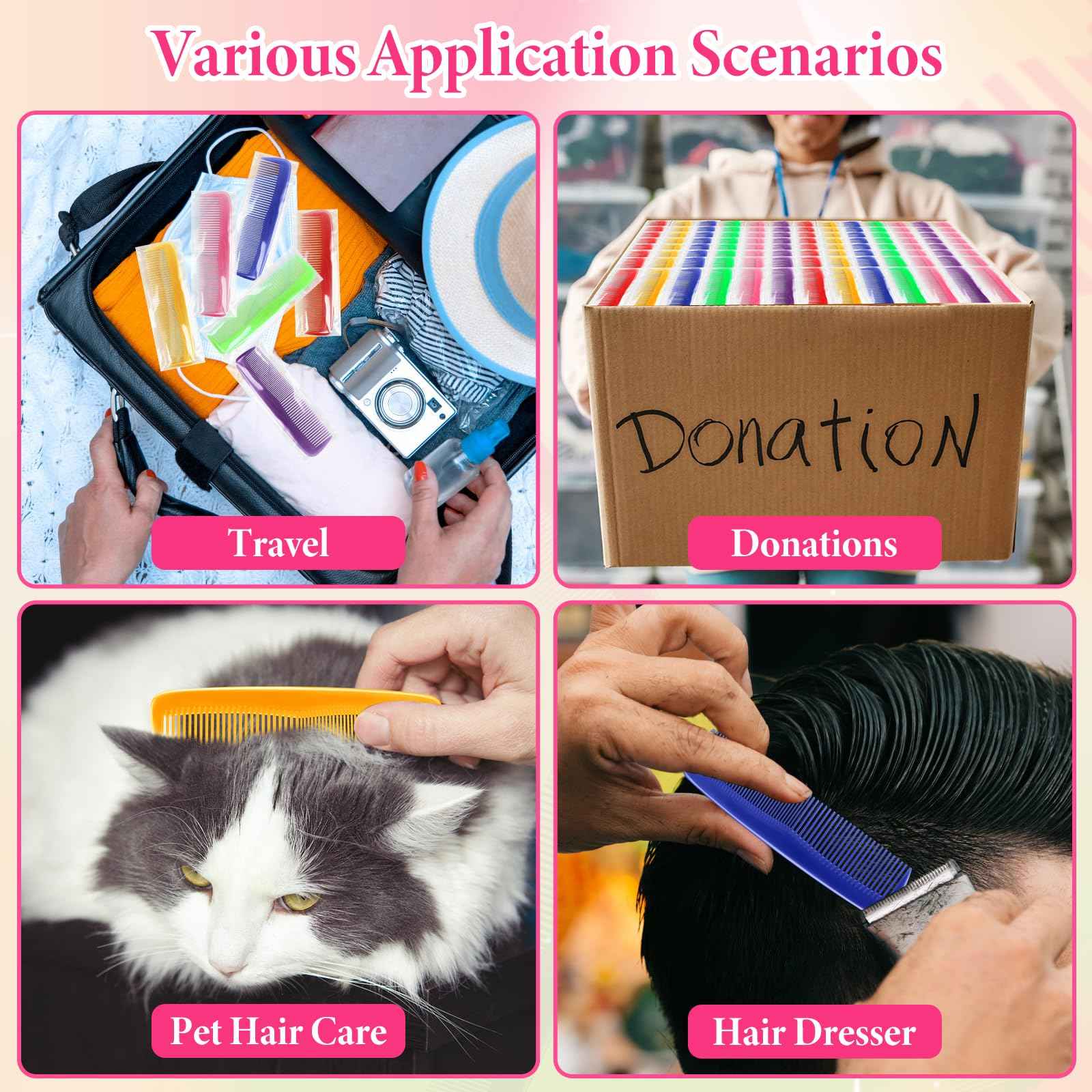 NICEMOVIC 120 Packs Hair Comb Bulk Set, Pocket Travel Hair Combs for Women and Men, Colorful Coarse and Fine Tooth Comb, Individually Wrapped Bulk Comb for Homeless Hotel Shelter Nursing Home Charity