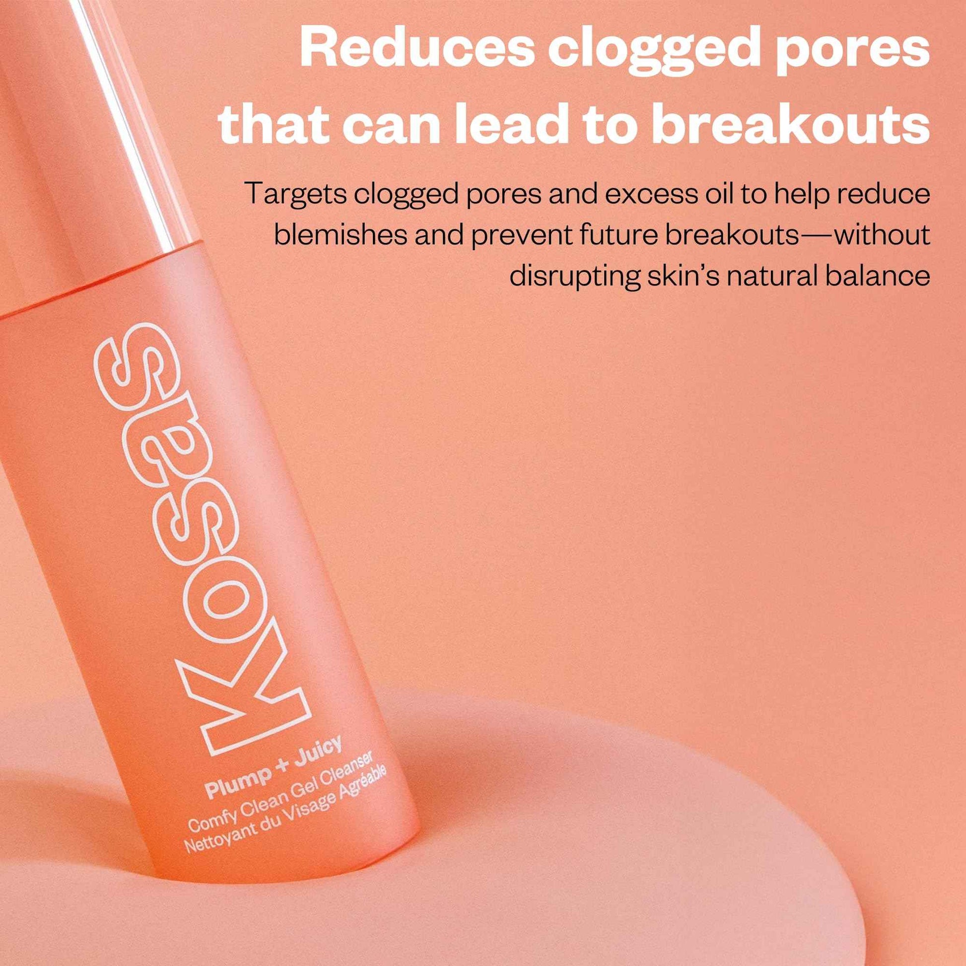 Kosas Plump + Juicy Comfy Clean Gel Cleanser –Hydrating Face Wash for All Skin Types, Deep Clean & Moisturize, Soap & Sulfate Free, with Hyaluronic Acid, Panthenol & Beta Glucan