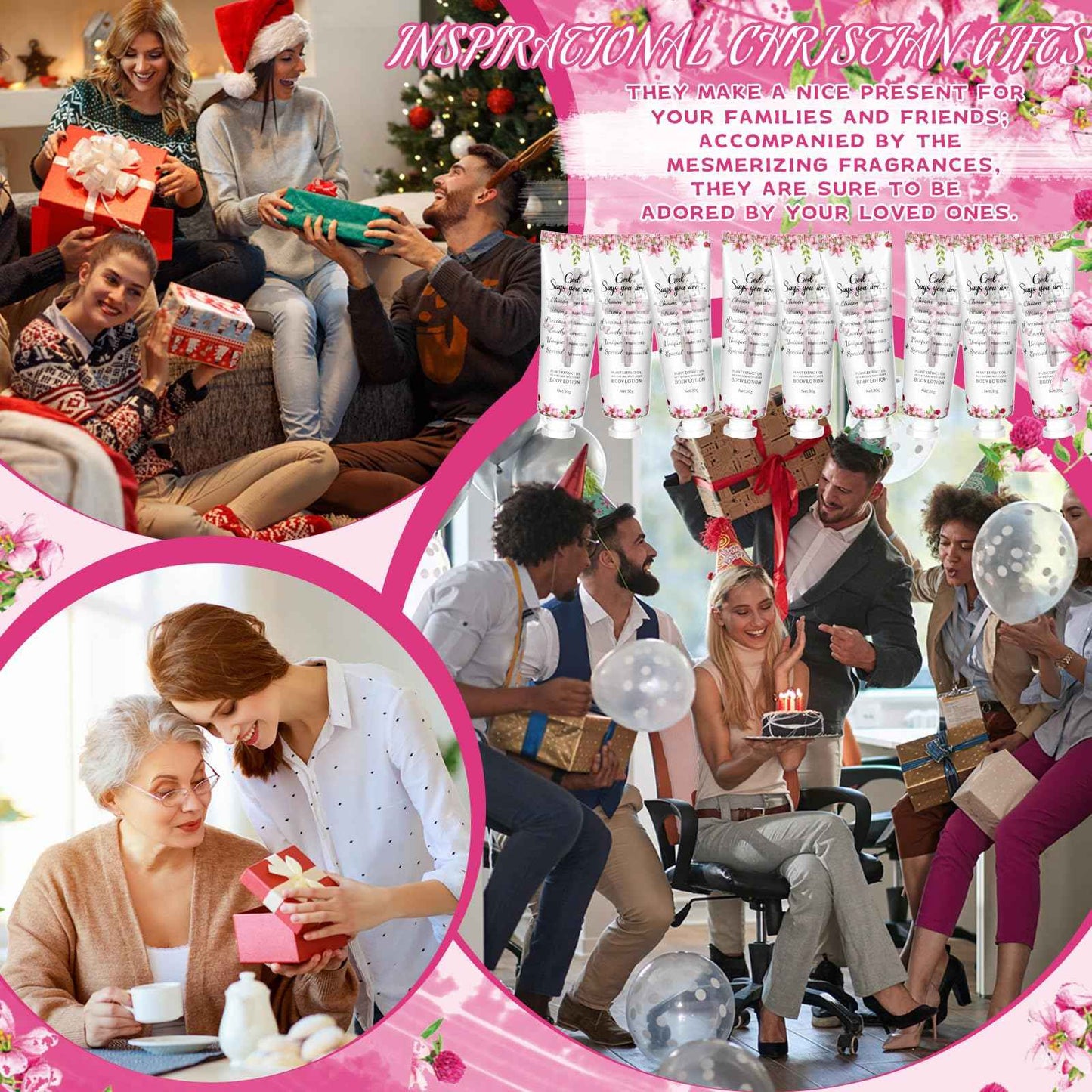 Siifert 24 Pcs Christian Body Lotions Bulk Gifts for Women Breast Cancer Awareness Gifts Inspirational Bible Verse Lotion Mini Travel Christian Religious Hand Cream for Appreciation Women Teacher Mom