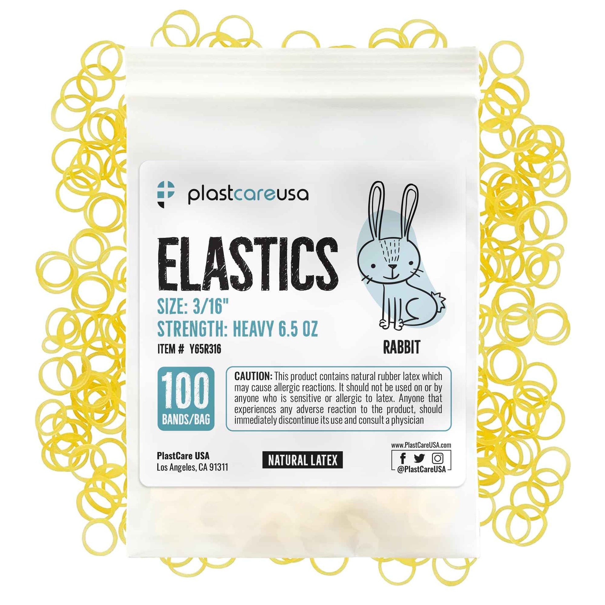 1000 (3/16" Rabbit, Heavy 6.5 Oz) Orthodontic Latex Elastic Rubber Bands for Braces - Multi-Size Dental Elastics Kit, Heavy-Duty Ortho Bands for Gap Closure & Teeth Alignment (10 Bags of 100)
