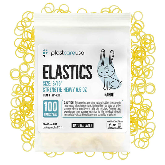 1000 (3/16" Rabbit, Heavy 6.5 Oz) Orthodontic Latex Elastic Rubber Bands for Braces - Multi-Size Dental Elastics Kit, Heavy-Duty Ortho Bands for Gap Closure & Teeth Alignment (10 Bags of 100)