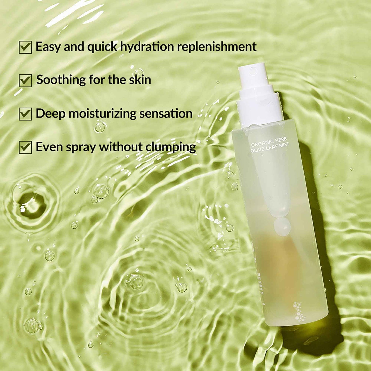 Whamisa Organic Herb Olive Leaf Mist, Facial Mist Spray, Waterless Formula, Fermented Postbiotics, Hydration, Portable (100ml)